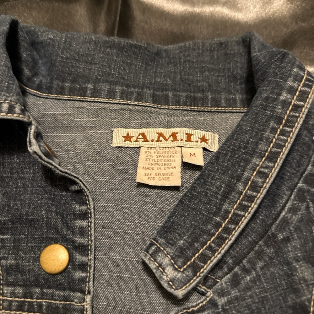 Ami Blue Denim Jacket with Gold Accents